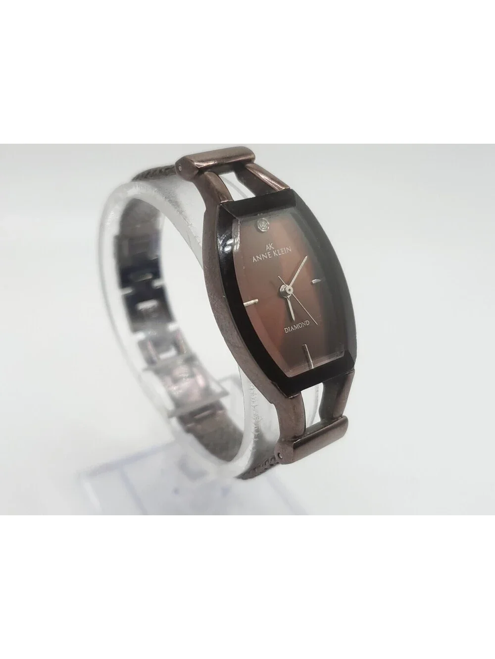 Anne Klein Diamond Quartz Watch New Battery Brown Dial 20mm